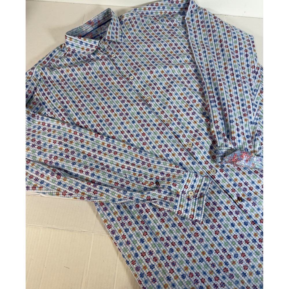 Luchiano Visconti Mens Long Sleeve Button Down Shirt 2XLT Gingham Artistic